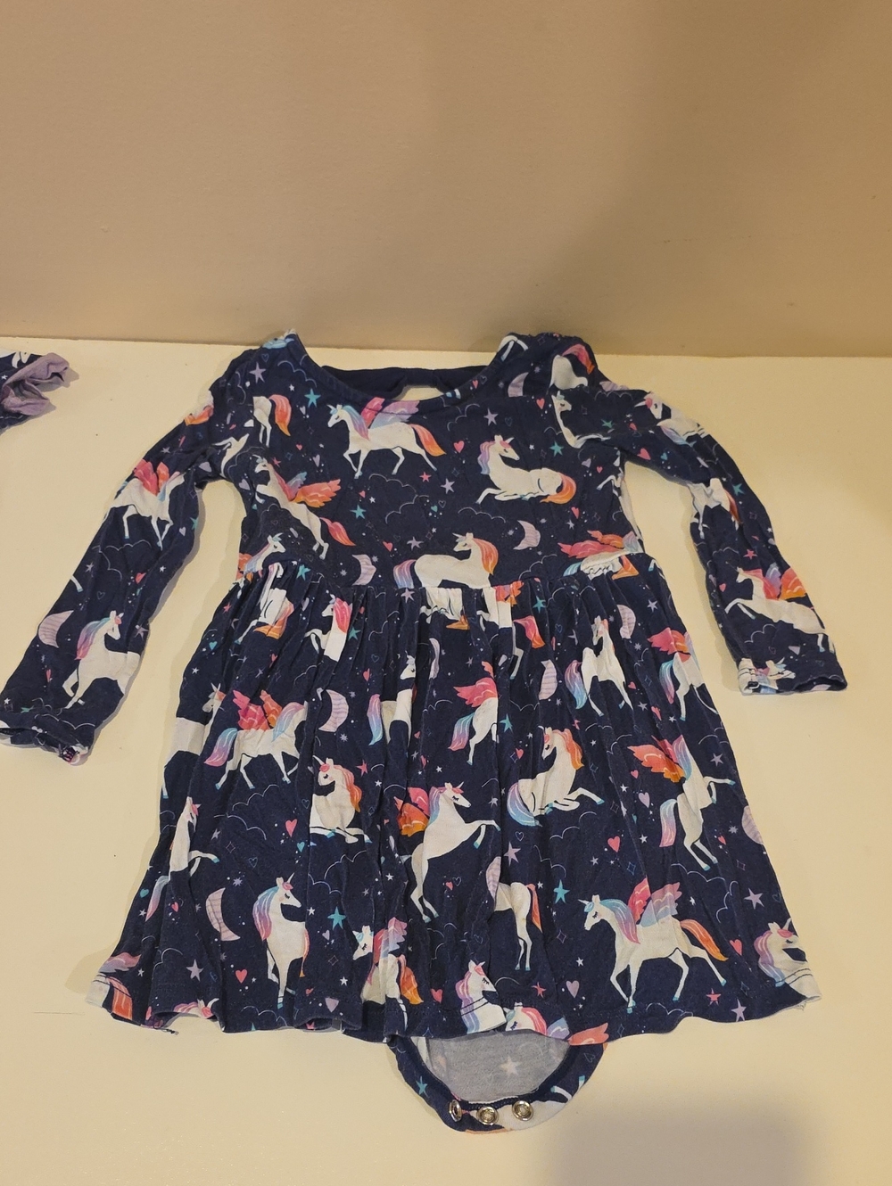Little Sleepies Navy Unicorn Print Long Sleeve Dress
